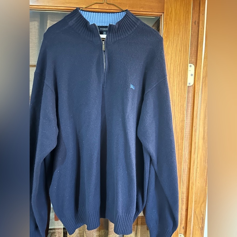 Men's Burberry, London half zip lambswool pullover size XL made in Italy